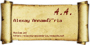 Alexay Annamária névjegykártya